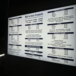 Bo’s Ice Cream menu 3