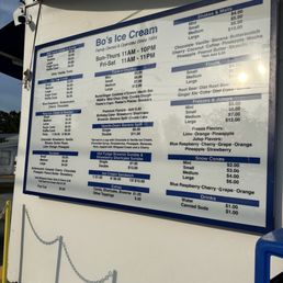 Bo’s Ice Cream menu 2