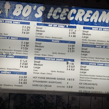 Bo’s Ice Cream menu 5